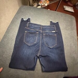 KanCan High Rise Button Fly Skinny Jeans Dark Wash Frayed Hem KC7273RH Size 5/26